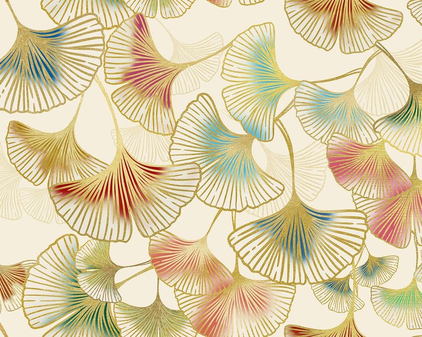 Colorful Gingko Leaf Pattern Wall Mural