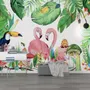 Flamingos with Toucan Bird Wallpaper Mural