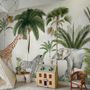 Kids Wild Tropical Animals with Palm Trees Wallpaper Mural