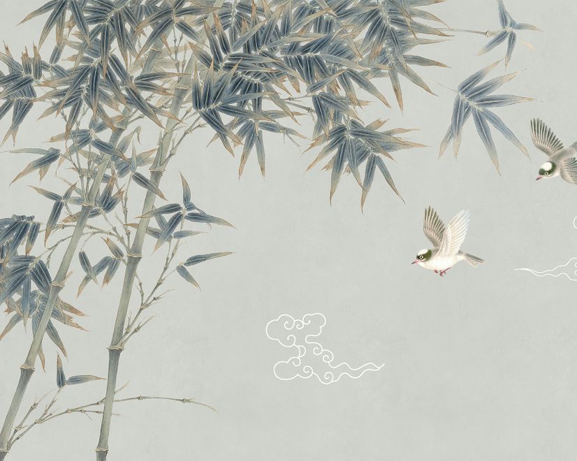 Retro Trees and Birds Wallpaper Mural