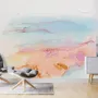 Abstract Orange Blue Brush Wallpaper Mural
