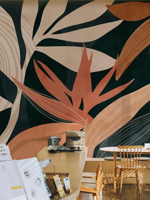Papier peint art feuillage tropical
