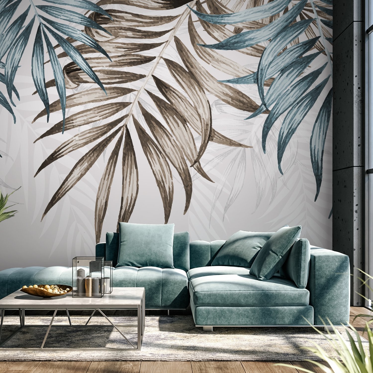 Vintage Palm Leaf Wallpaper Mural - Peel and Stick