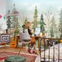 Kids Watercolor Pine Tree Forest with Animals Wallpaper Mural