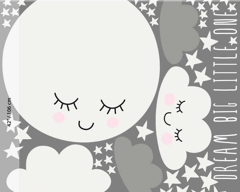 White Cute Fullmoon with Clouds Wall Decal Sticker