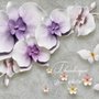 Papier peint panoramique orchidées violettes effet relief 3D