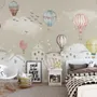 Kinderzimmer Fototapete Cartoon Winter und Kleiner Heißluftballon
