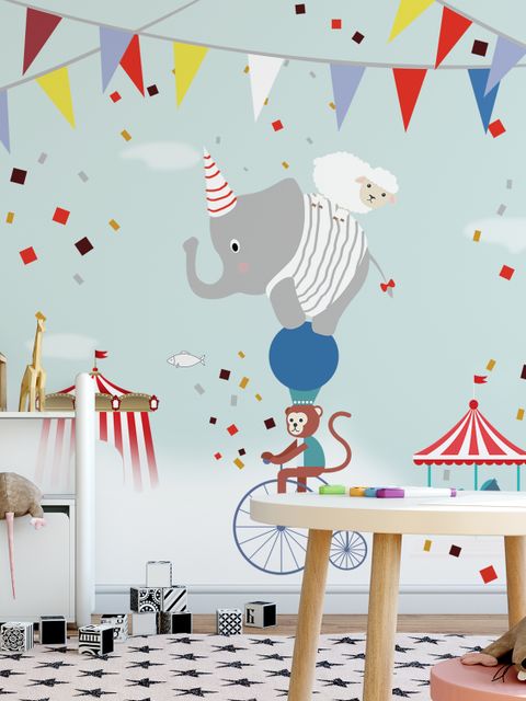 Papier peint panoramique coloré avec des animaux