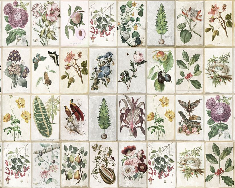 Vintage Floral Ceramic Art Wallpaper Mural