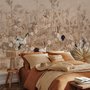 Paysage chinois de pivoines et de bambous avec oiseaux grues
