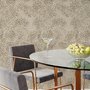 Abstract taupe and greige wallpaper with creamy white oval brush marks in flowing currents