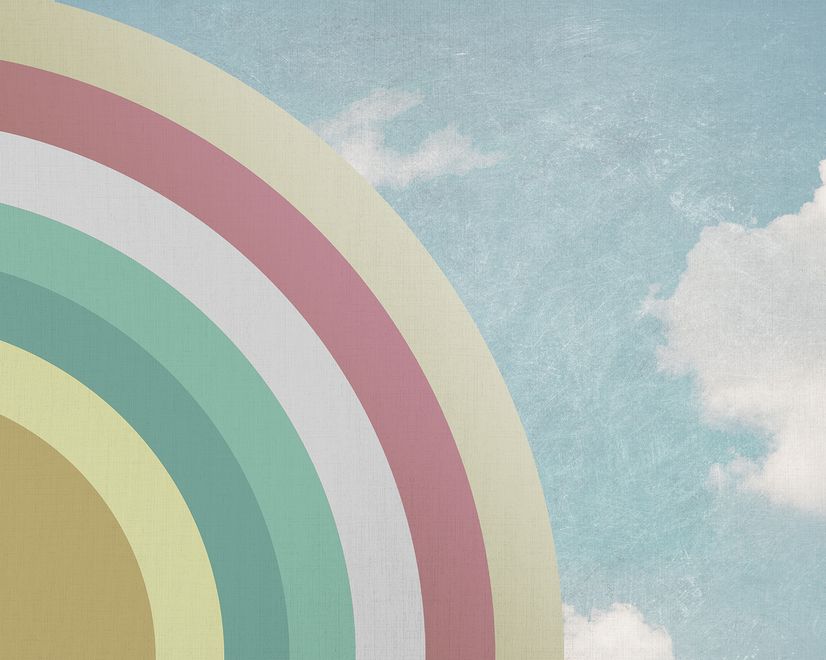 Kids Watercolor Sky and Rainbow Wallpaper Mural