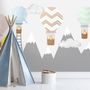 Kids Gray Mountain and Colorful Hot Air Balloon Wallpaper Mural