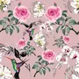 Papier peint panoramique vintage rose avec petits oiseaux