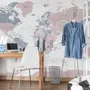 Pink and Purple Political World Map Wallpaper Mural
