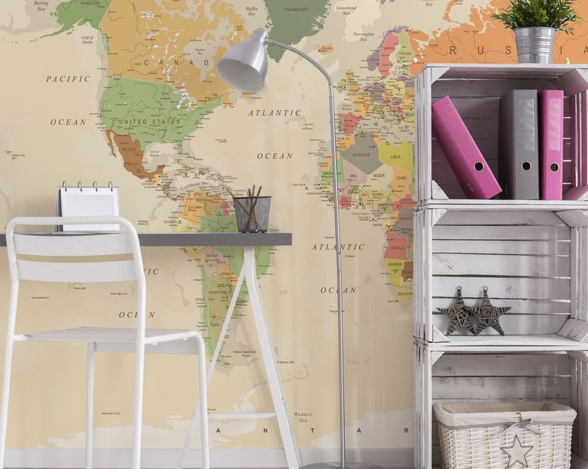 Colorful Political Map Wallpaper Mural