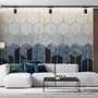 Geometric Dark Blue Honeycomb Wallpaper Mural