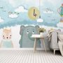 Papier peint Animaux mignons de dessins animés avec un ballon