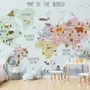 Kids Nursery Educational Continent World Map Wallpaper Mural
