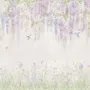 Watercolor Hanging Wisteria Flowers with Hummingbirds Wallpaper Mural 