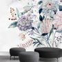 Papier peint panoramique floral victorien doux et papillon jaune