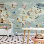 Kids World Atlas with Animals Wallpaper Mural