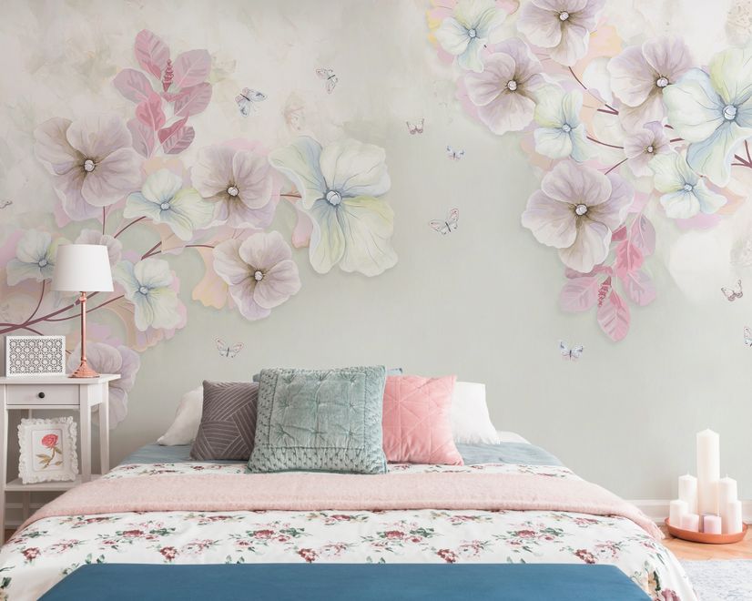 Watercolor Soft Flower Wallpaper Mural