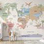 Kids Dinosaurs World Map Wallpaper Mural