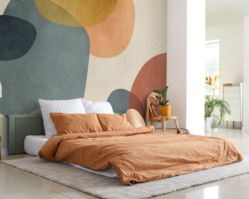 Abstract Geometric Shapes Paintbrush Art Wallpaper Mural