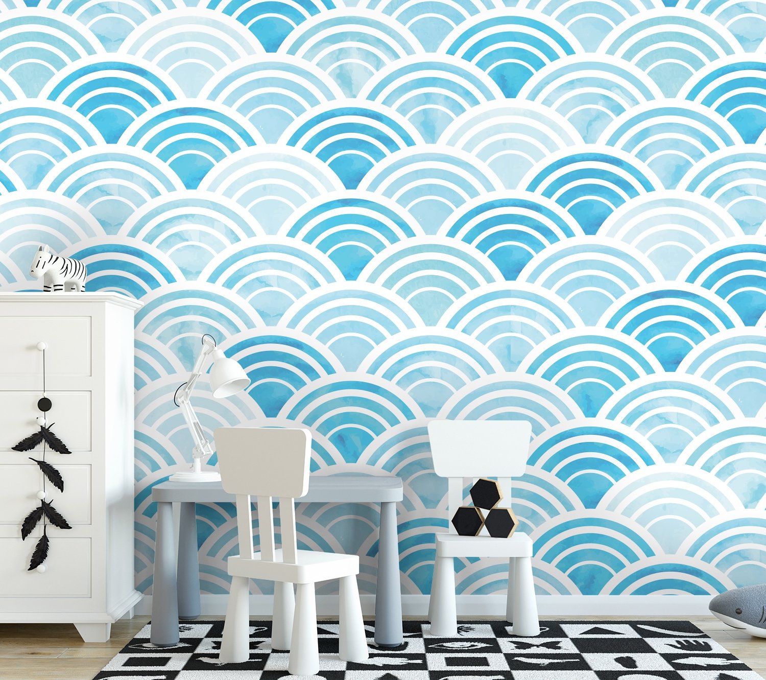 Seashell Pattern Wallpaper Mural for Nursery and Kids Room - Peel and Stick