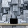 Fototapete 3D-Look Betonstil Graue Abstrakte Würfel