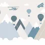 Nursery Mountain Landscape with Hot Air Balloons Wallpaper Mural