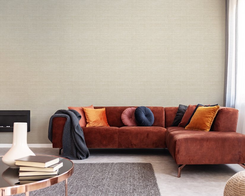 Papier peint panoramique de texture chenille beige