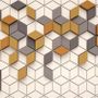 Yellow Gray Geometric Honeycomb Pattern Wallpaper Mural