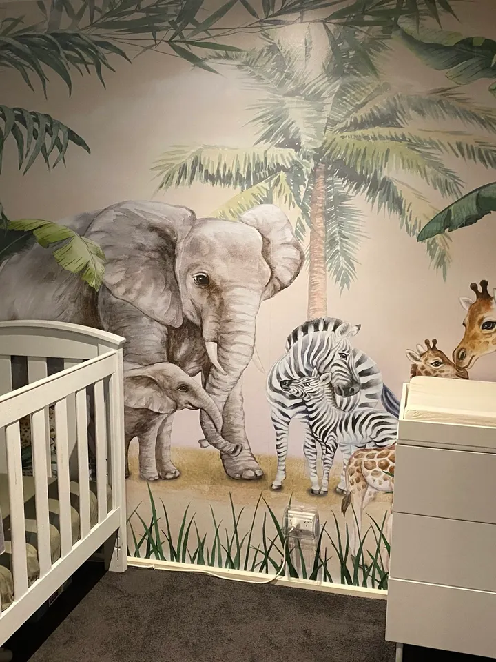 Kids Safari Animals with Cub Wallpaper Mural