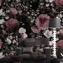 Dark Floral with Pink Chrysanthemum Wallpaper Mural