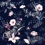 Retro Dark Flowers Wallpaper Mural
