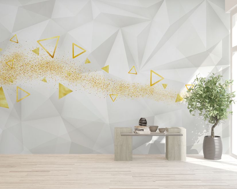 Geometric Yellow Trigon Pattern Wallpaper Mural