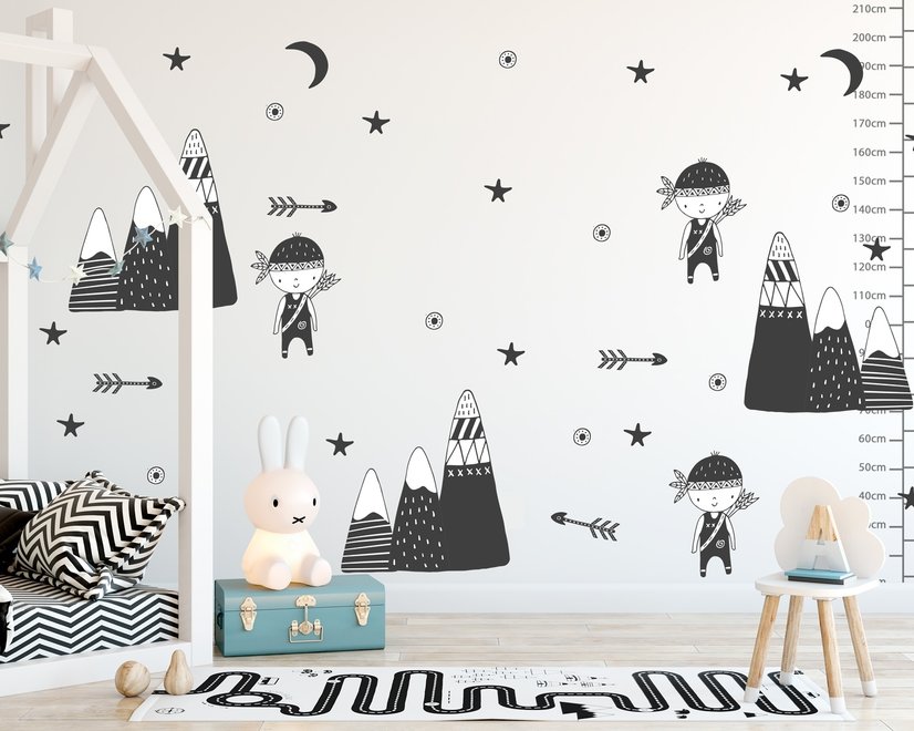 Kids Woodland for Boys Black Mountains Wall Decal Sticker