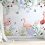Fototapete Flamingo mit bunten Blumen