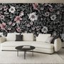 Dark Floral with White Daisy Wallpaper Mural