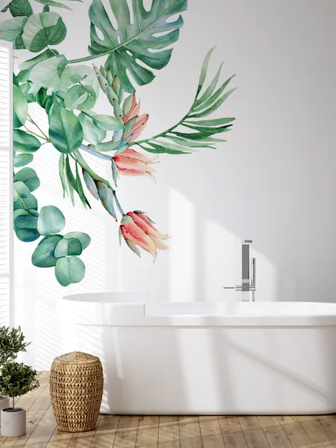 Feuille tropicale avec eucalyptus Stickers muraux Sticker