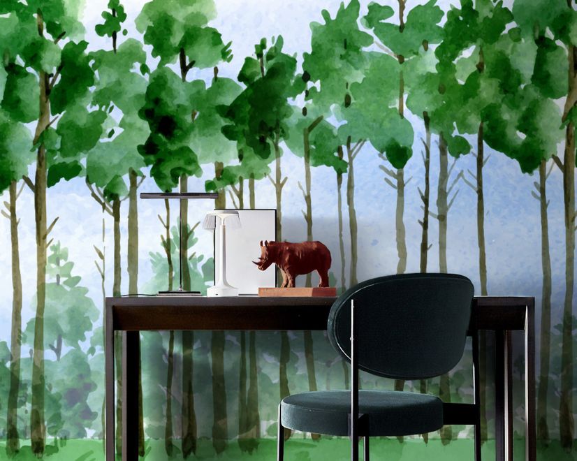 Cartoon Poplar Tree Wallpaper Mural