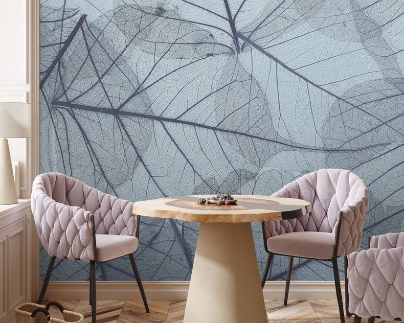 Monochrome Leaf Pattern Wallpaper Mural