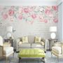 Pink Victorian Vine Flower Wallpaper Mural
