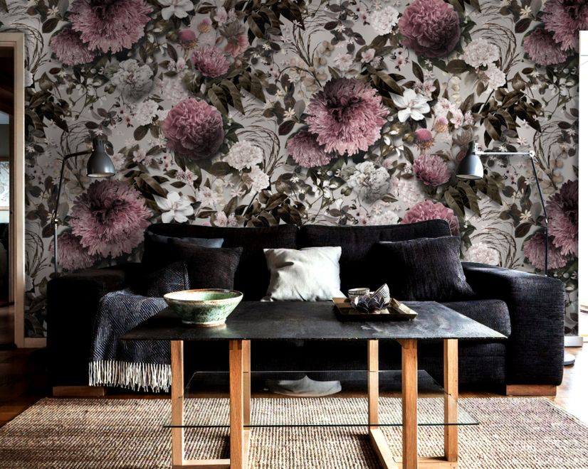 Vintage Floral with Pink Chrysanthemum Wallpaper Mural
