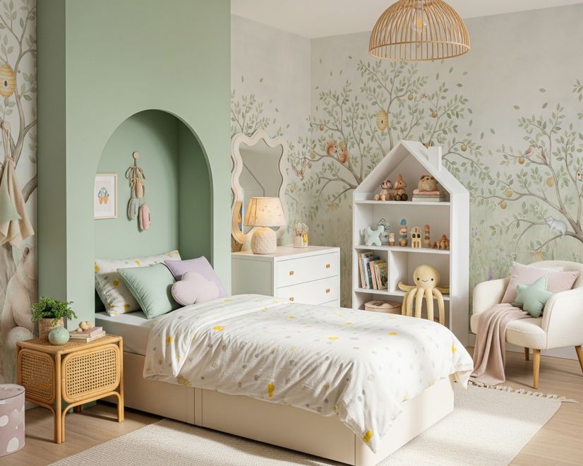 Kids Soft Pastel Forest Animals Wallpaper Mural