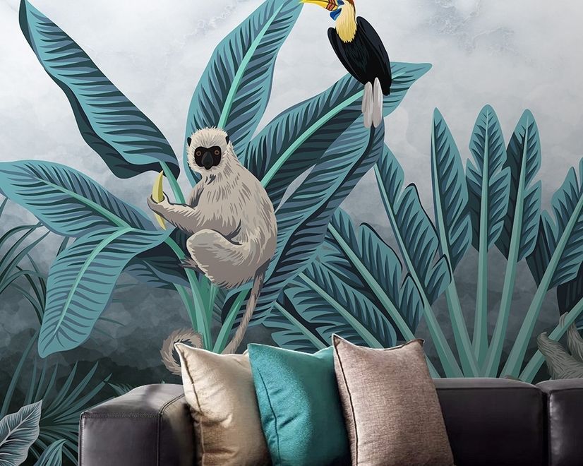 Tropischer Wald mit Koala und Tukan Fototapete