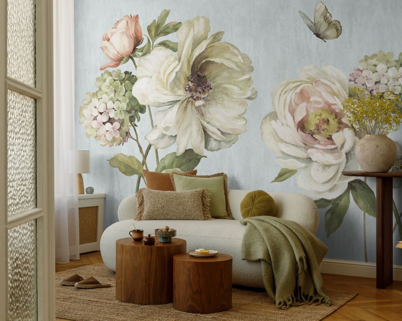 Vintage Peony Floral Wallpaper Mural