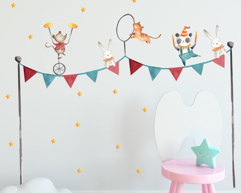 Kinder Zirkus Safari Tiere Wandtattoo